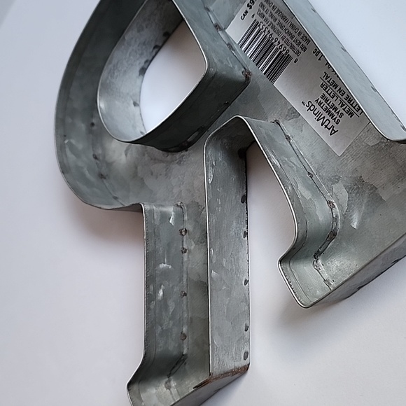 Two Piece 3D Letter R Galvanized Metal for Wall Decor Hanging or Freestanding - Picture 12 of 13